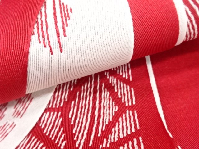  矢羽根に麻の葉模様織り出し　浴衣帯